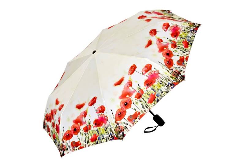 von Lilienfeld Taschenregenschirm Motivschirm Mohnblumen Motiv Blüten Auf-Zu-Automatik Stabil von von Lilienfeld