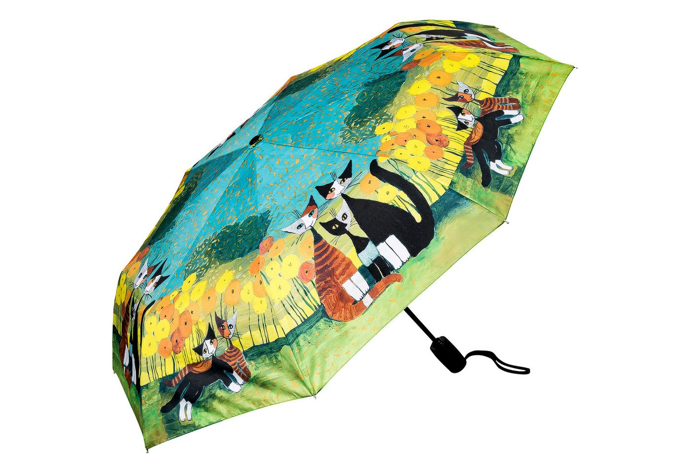 von Lilienfeld Taschenregenschirm Motivschirm Rosina Wachtmeister: All Together Auf-Zu-Automatik Katze, Motivschirm von von Lilienfeld