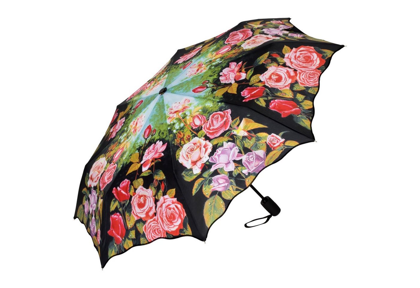 von Lilienfeld Taschenregenschirm Motivschirm Rosen Garten Blumen Blüten Leicht Stabil, Wellenkante von von Lilienfeld