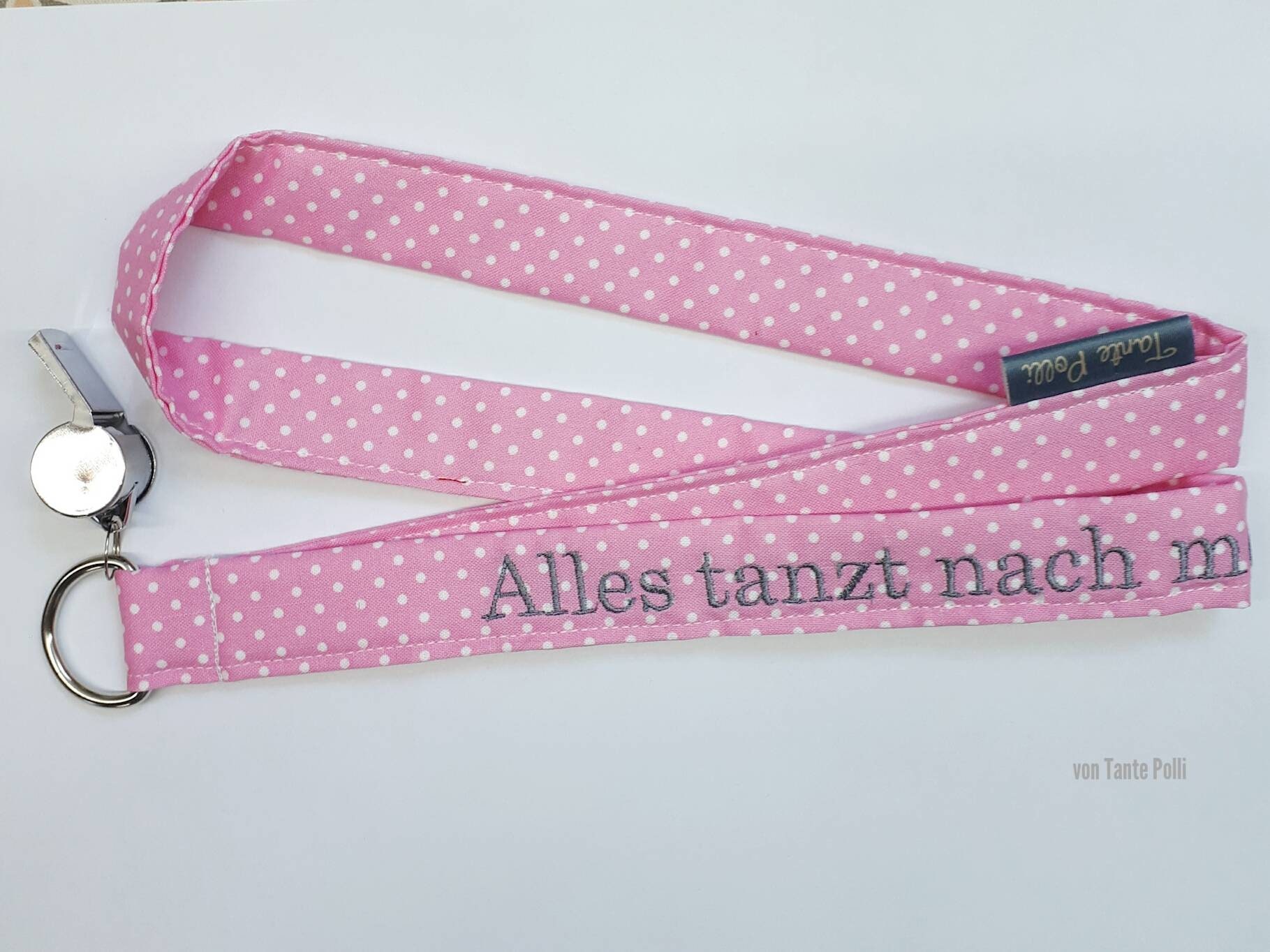 Geschenk Für Chefin Und Erzieherin, Band Mit Trillerpfeife Rosa, Grau Bestickt Geschenk Für Chefin Und Erzieherin, Band Mit Trillerpfeife Rosa, Grau Bestickt von vonTantePolli