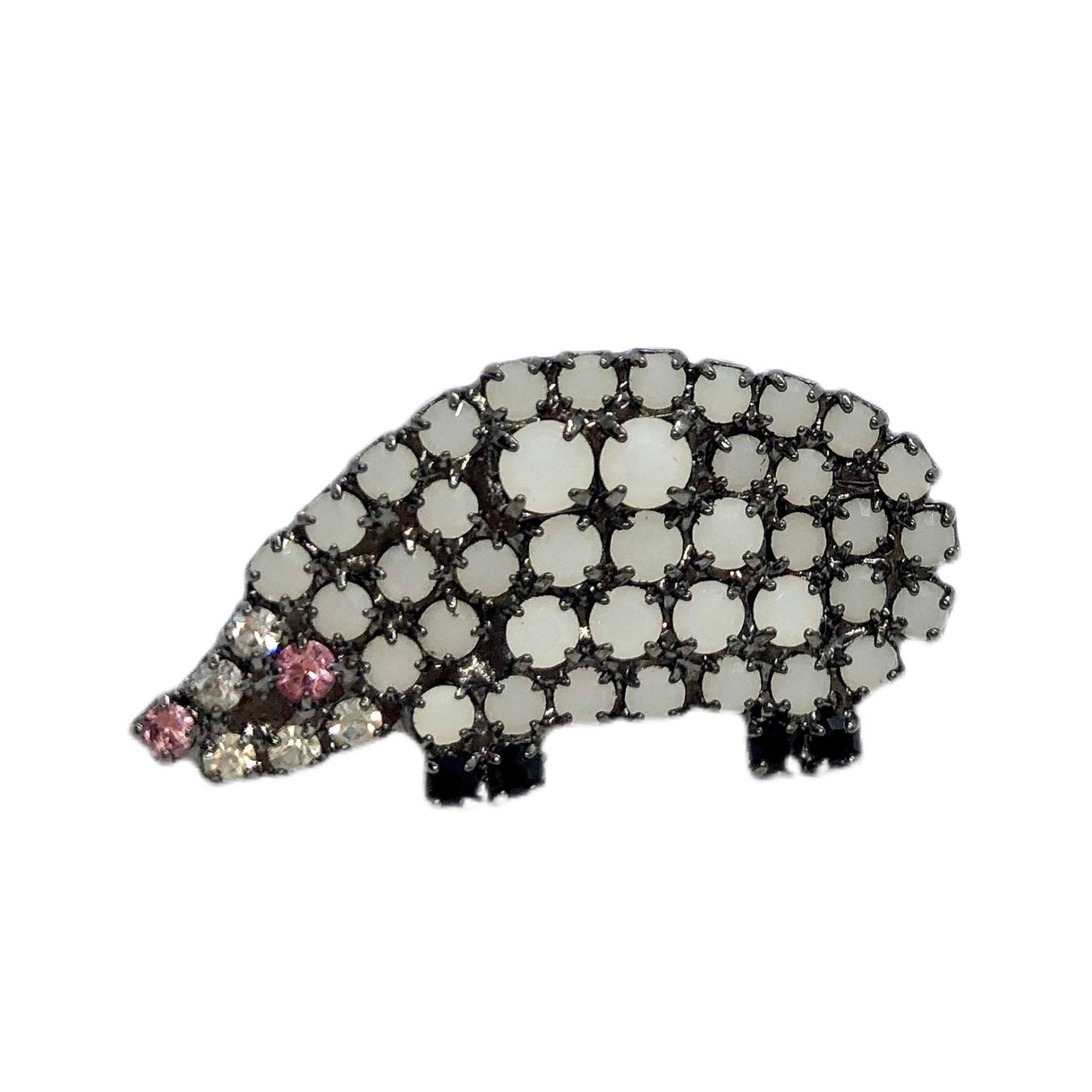 Albino Igel Anstecknadel - Strass Hedgie von vonWalhofJewelry