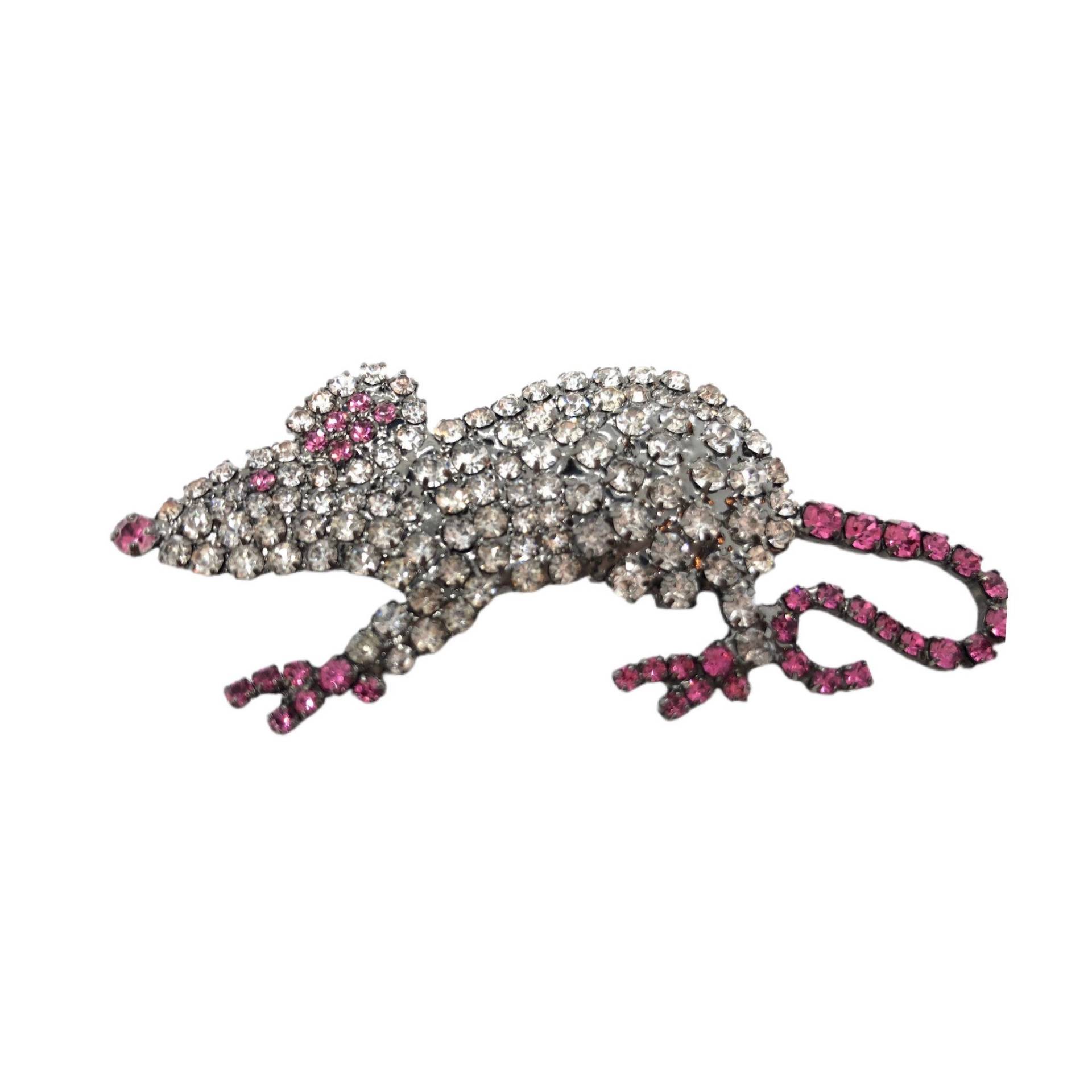 Swarovski Crystal Albino Rat Pin - Designer Brosche von vonWalhofJewelry