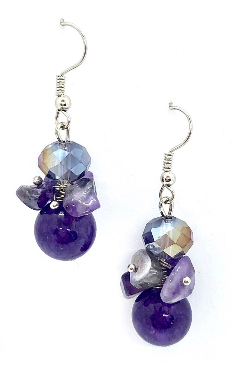 Amethyst Kugel Ohrringe - Strass Vintage Boho Chic von vonWalhofJewelry