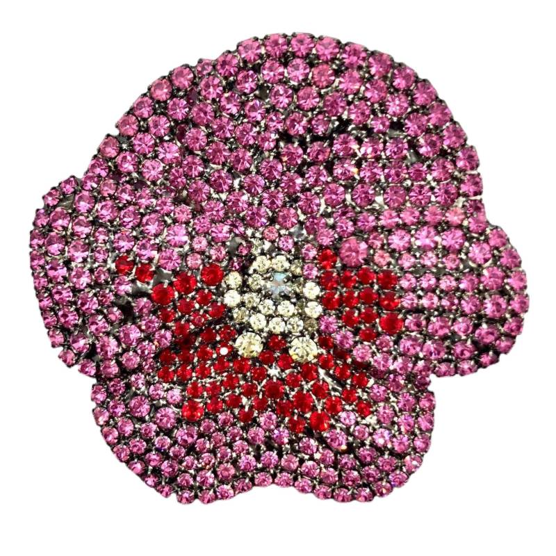 Brosche Stiefmütterchen - Von Walhof Pin/ Strass Kristalle von vonWalhofJewelry