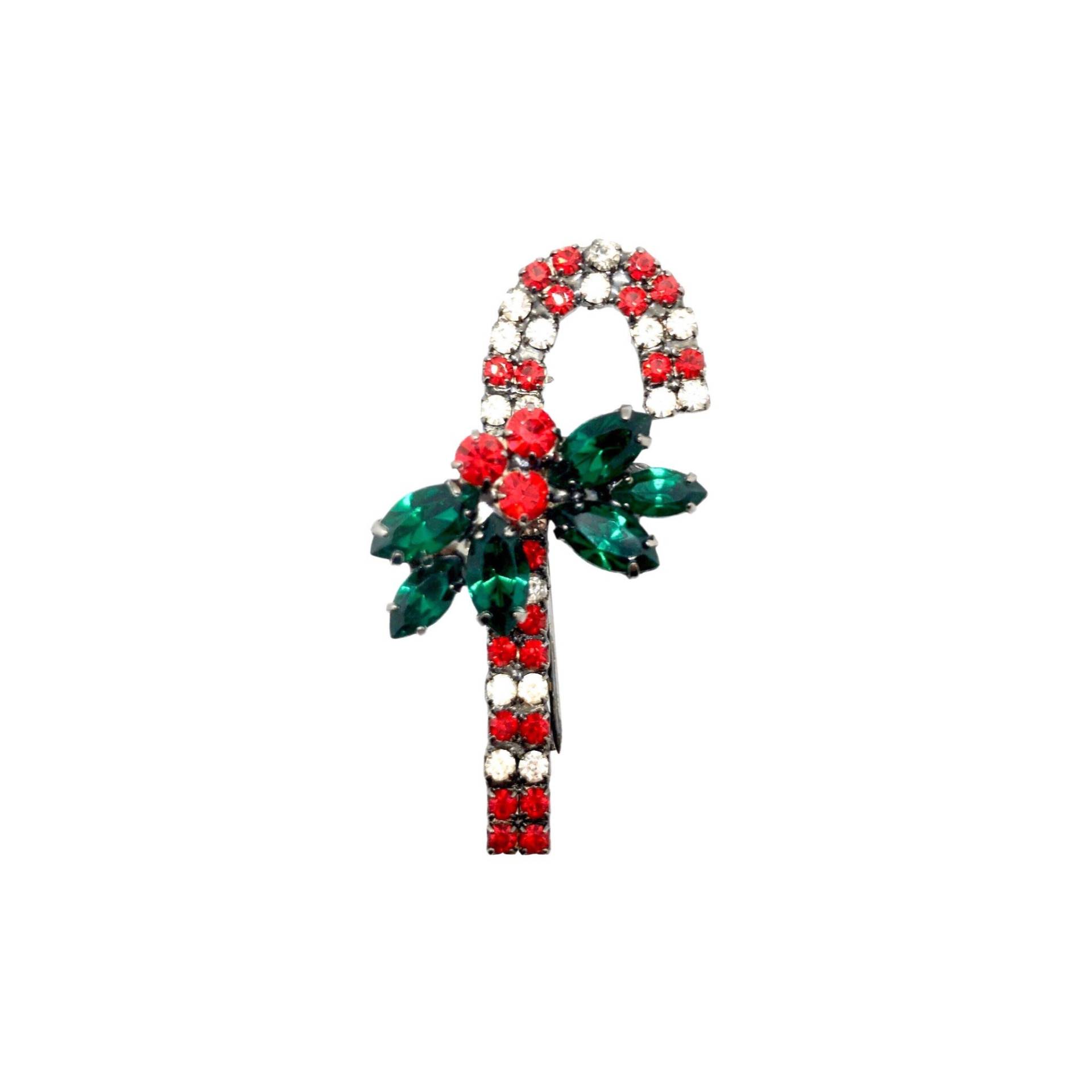 Candy Cane Anstecker - Weihnachtsbrosche Swarovski Kristall von vonWalhofJewelry