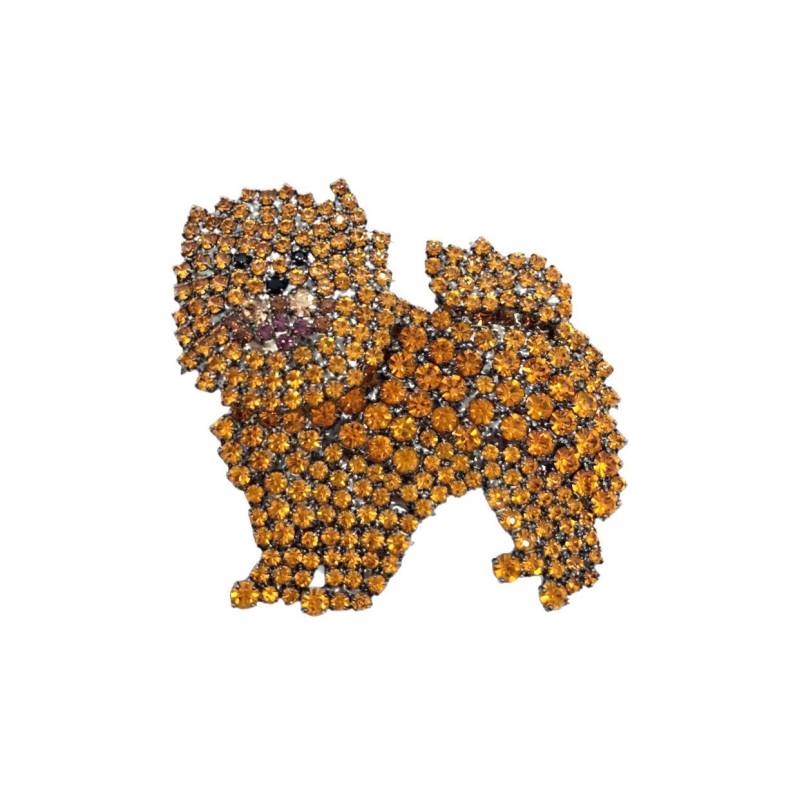 Chow Hund Brosche/strass - Schwarz, Weiß, Orange & Grau Hunde Schmuck von vonWalhofJewelry