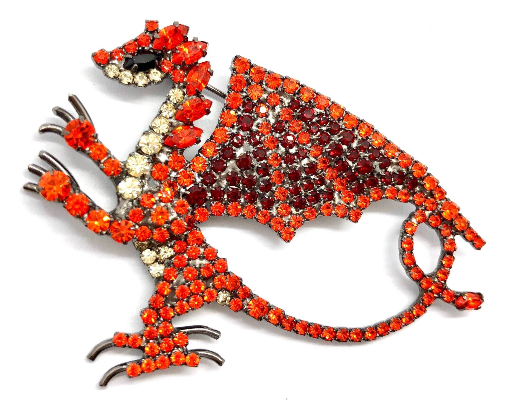 Feuerdrache Pin - Lebendige Strass Kristall Dracos von vonWalhofJewelry
