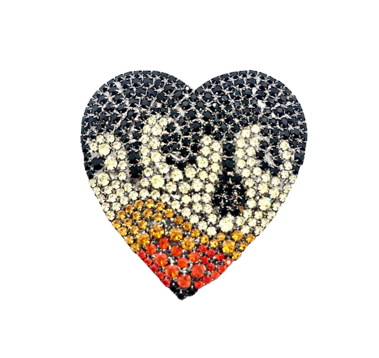 Flammende Herz Brosche - Sacred Heart Kristalle Biker Swag Flammen von vonWalhofJewelry