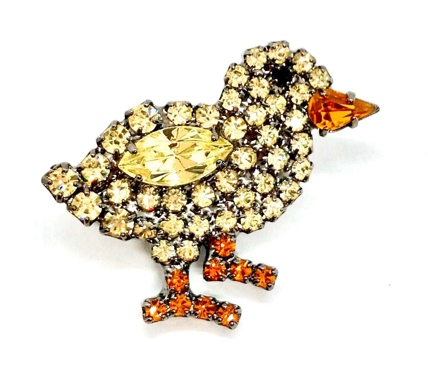 Gelbes Huhn Pin - Swarovski Kristalle Von Walhof Brosche von vonWalhofJewelry