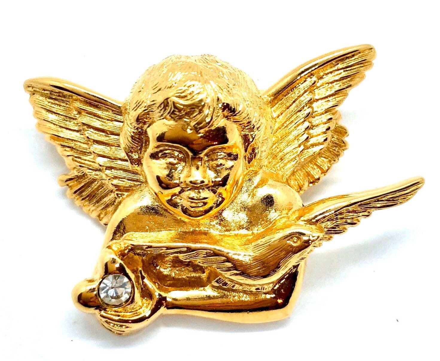 Gold Engel Anstecknadel - Vintage Monet Schmuck von vonWalhofJewelry