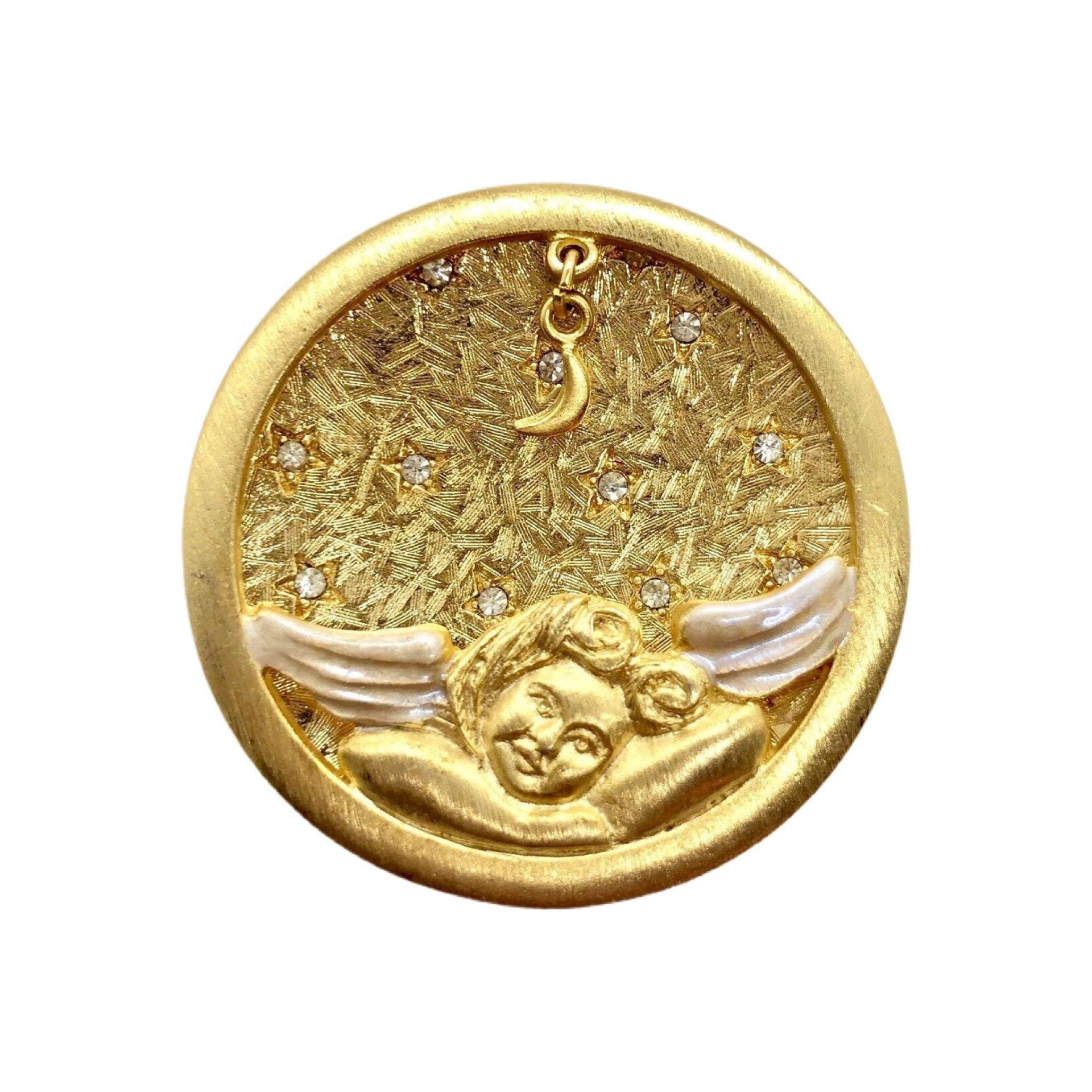 Gold Engel Brosche - Vintage 1980Er Jahre von vonWalhofJewelry