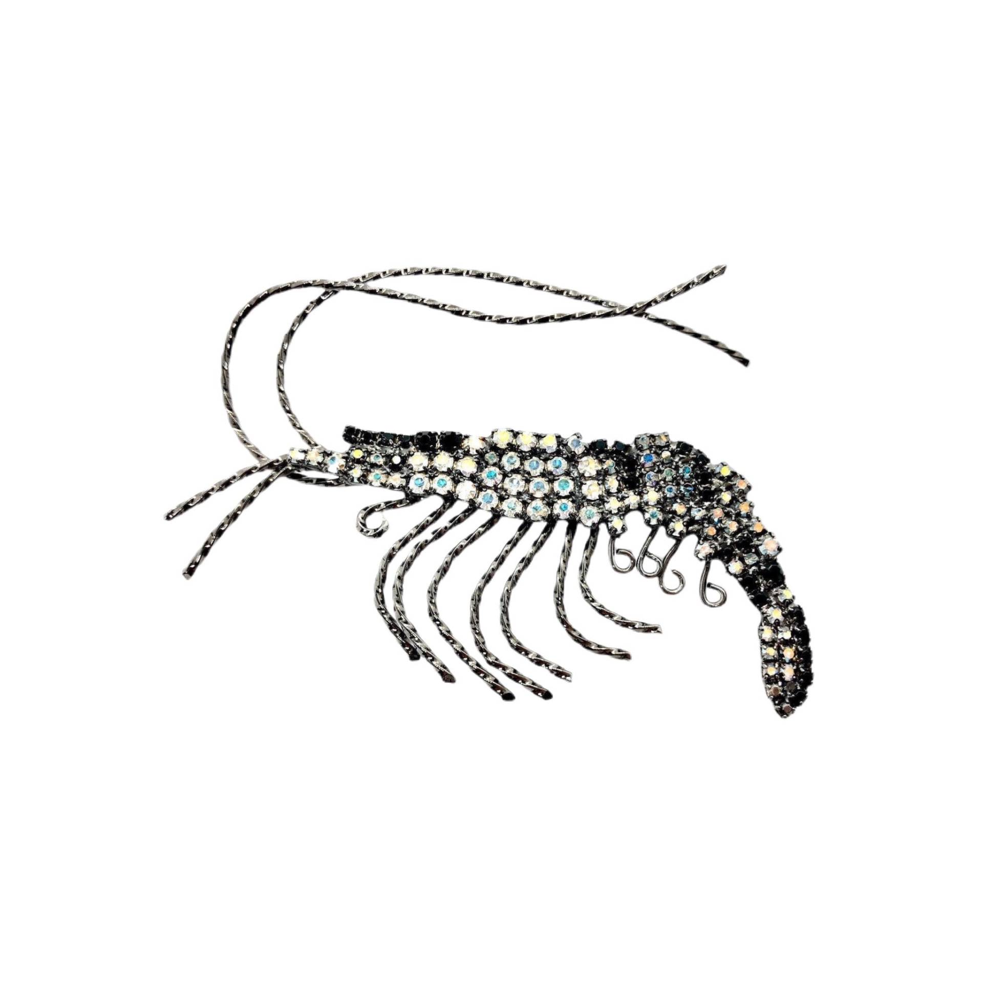 Hübsche Garnelen Brosche - Anstecknadel Swarovski Crystal/Ghst Shrimp von vonWalhofJewelry