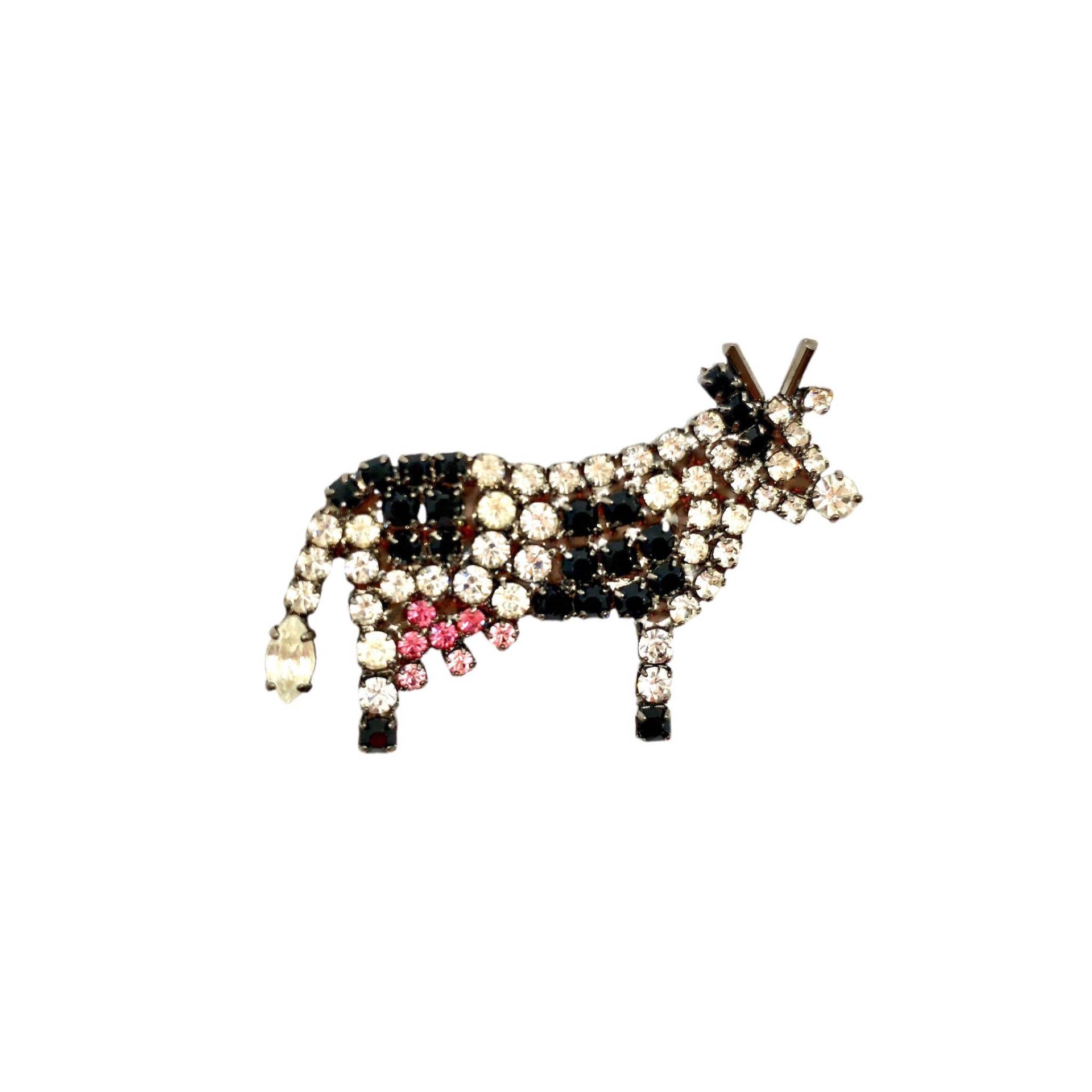 Kleine Kuh Anstecknadel - Kristall Strass Holsteiner Schmuck von vonWalhofJewelry