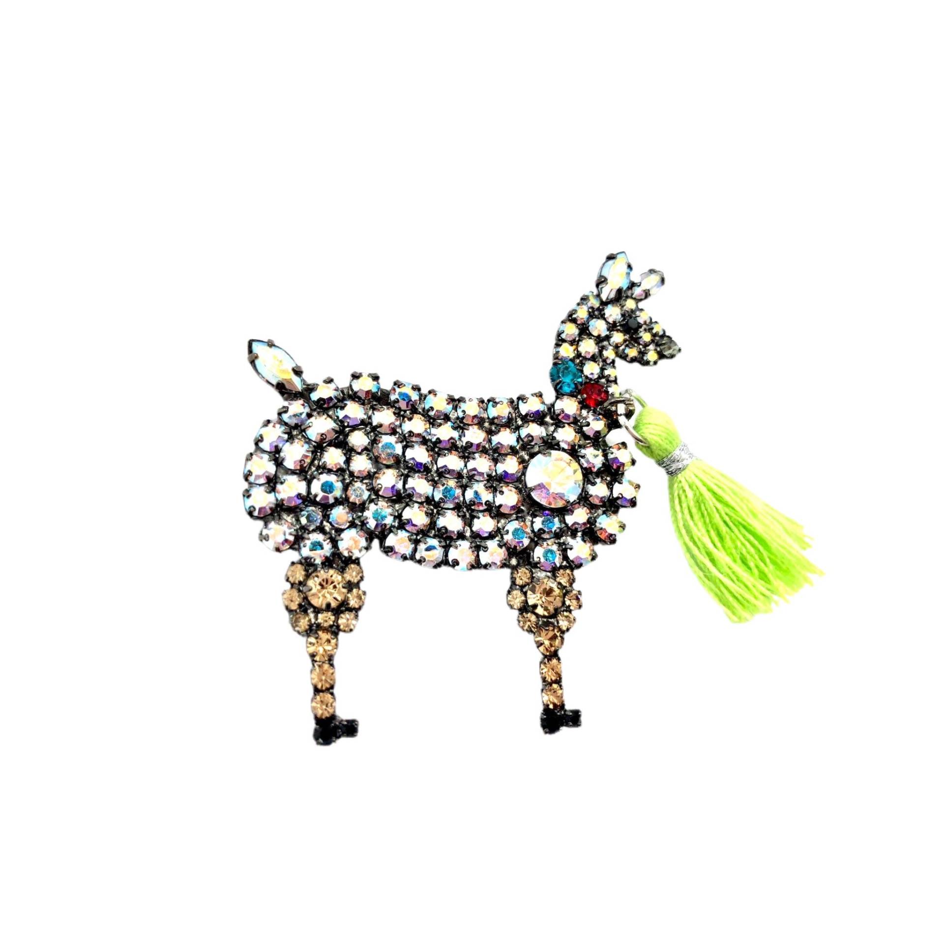 Swarovski Crystal Llama Brosche - Handgefertigte Quaste von vonWalhofJewelry
