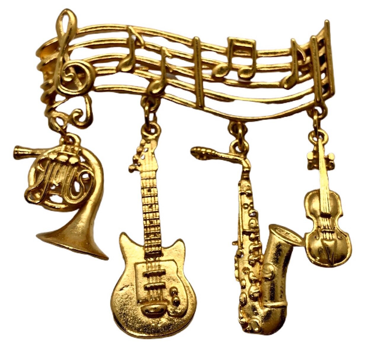 Musikinstrumenten Brosche - Vintage Gitarre, Saxaphon, Violine & Tube Signiert Jj von vonWalhofJewelry