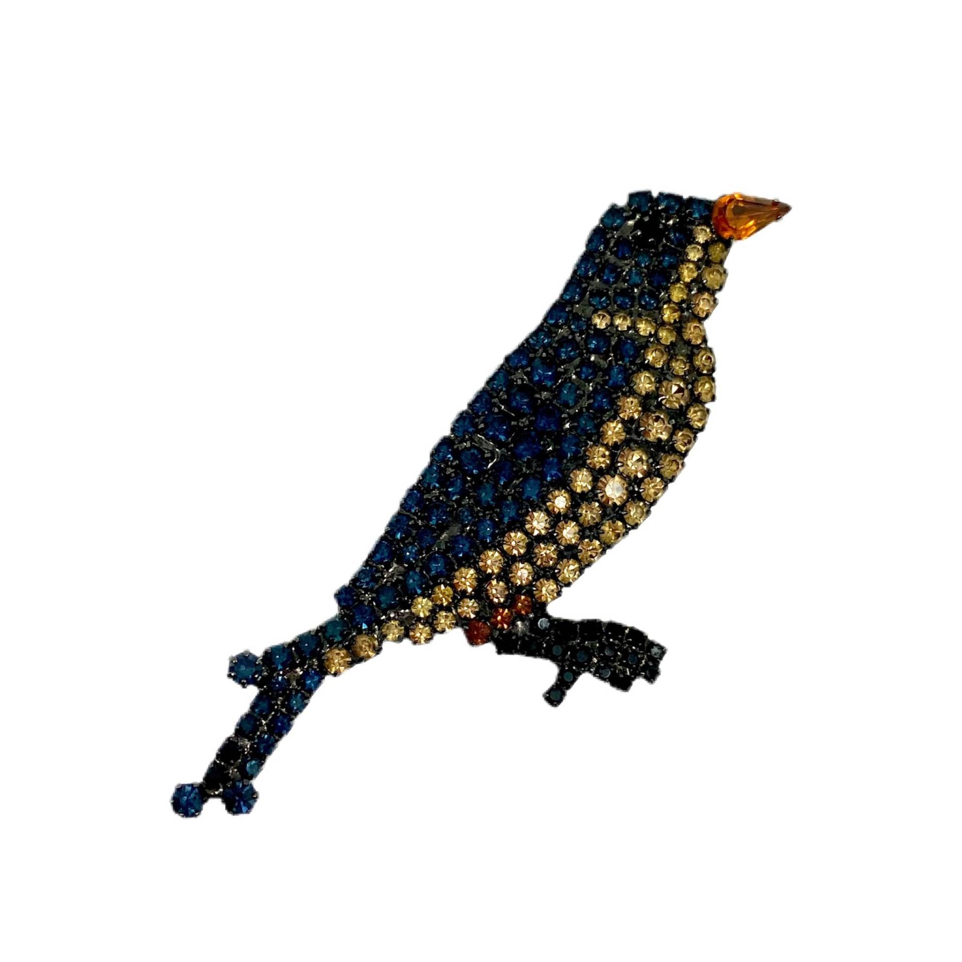 Östlichen Drossel Pin - Von Walhof Brosche Songbird Vogel Kristall Strass von vonWalhofJewelry