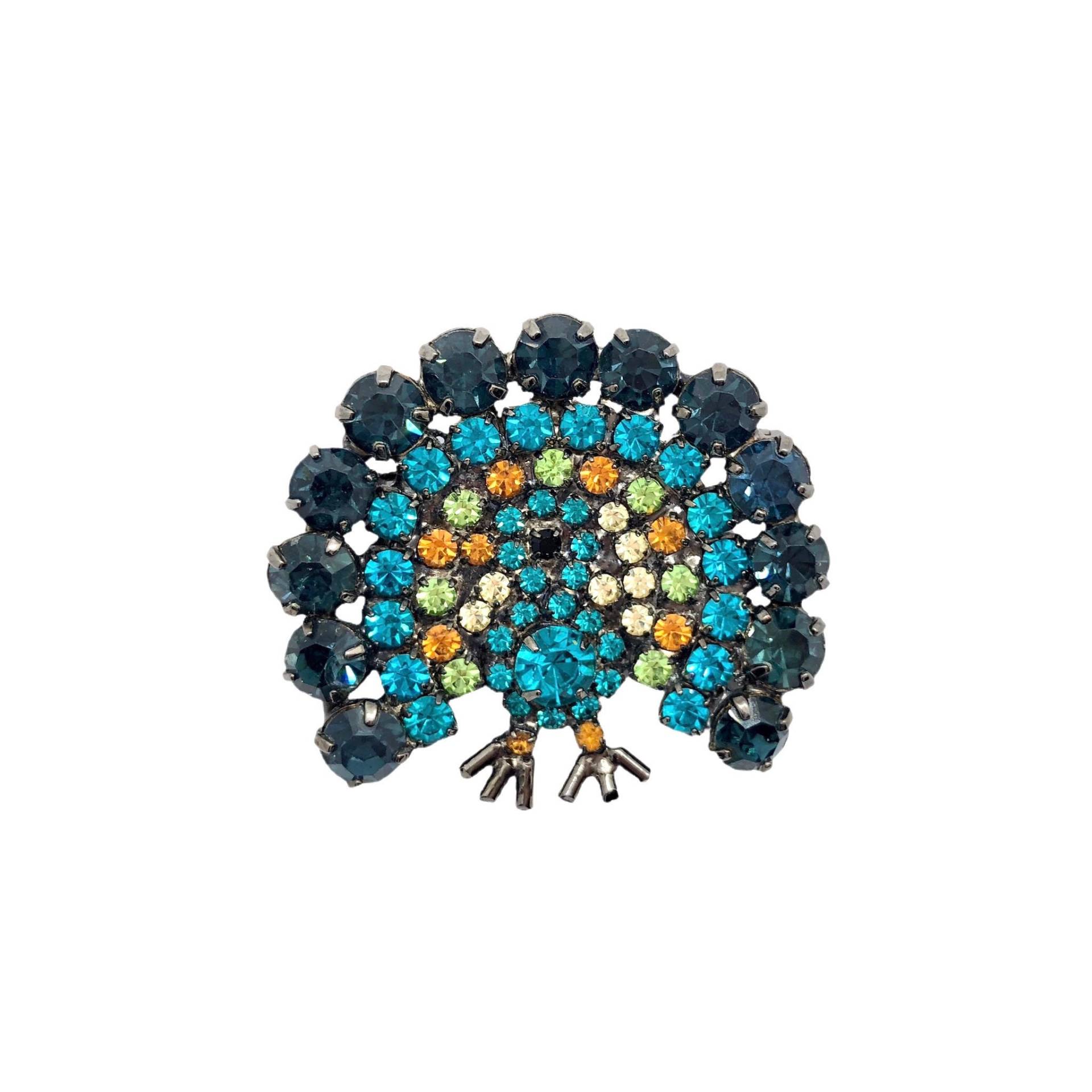 Pfau Vogel Pin -Swarovski Kristalle - Signiert B & M Von Walhof von vonWalhofJewelry