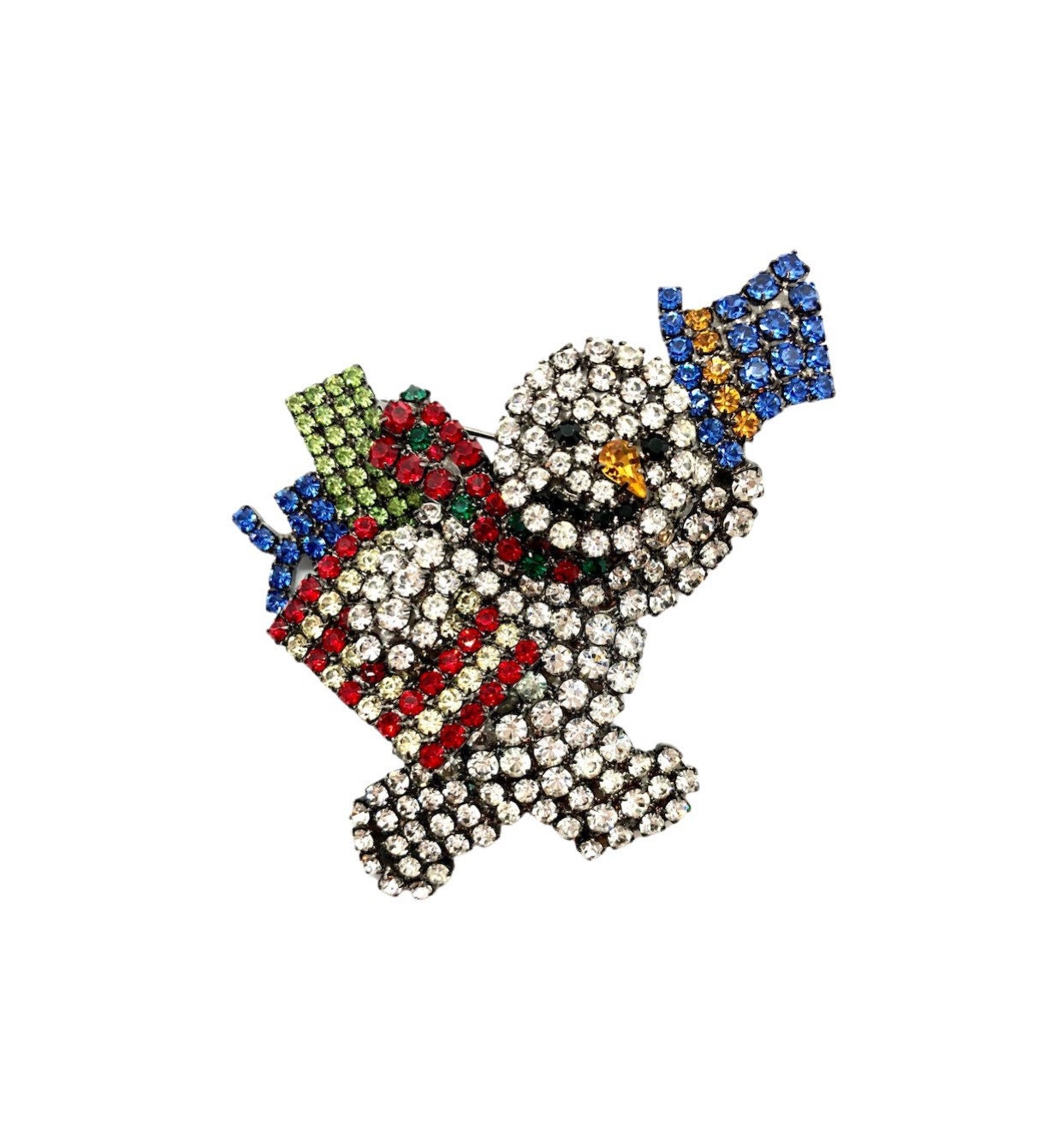 Pin Schneemann Weihnachten - Swarovski Kristalle Von Walhof Sammlerschmuck von vonWalhofJewelry