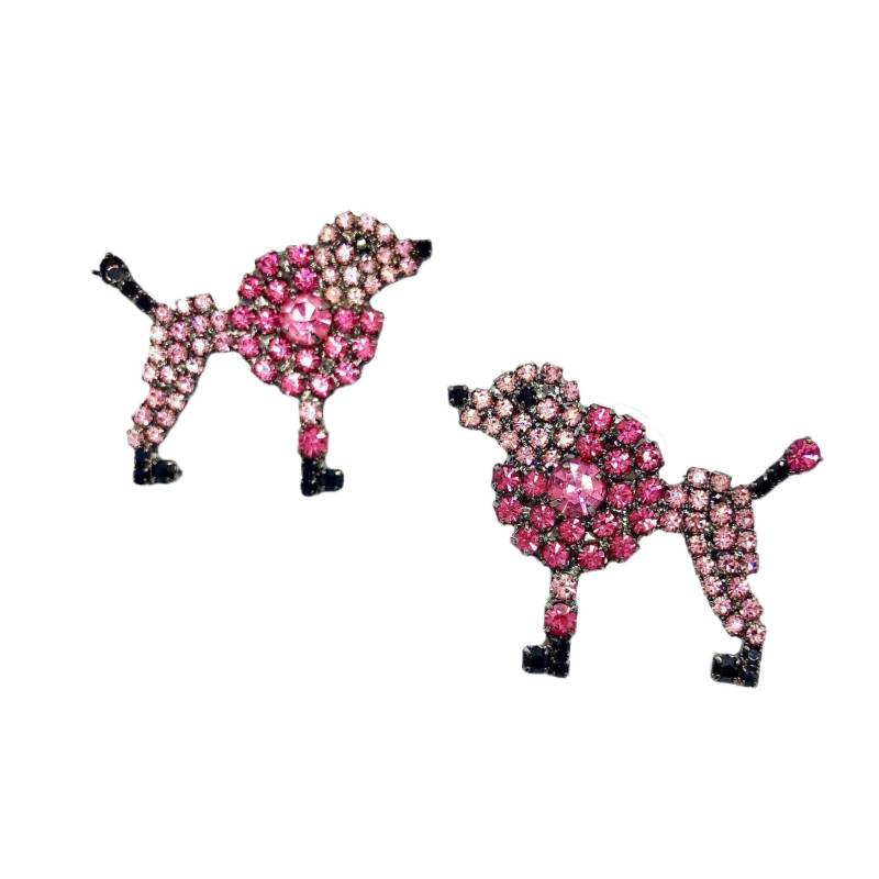 Pinke Pudel Ohrringe - Glitzernder Rockabilly Swag/Whimsical Retro von vonWalhofJewelry