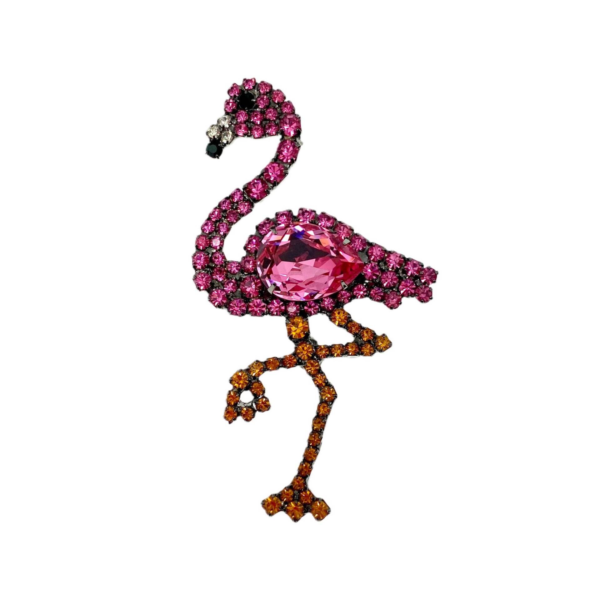 Pinker Flamingo Pin - Retro Glam Vogel Brosche von vonWalhofJewelry