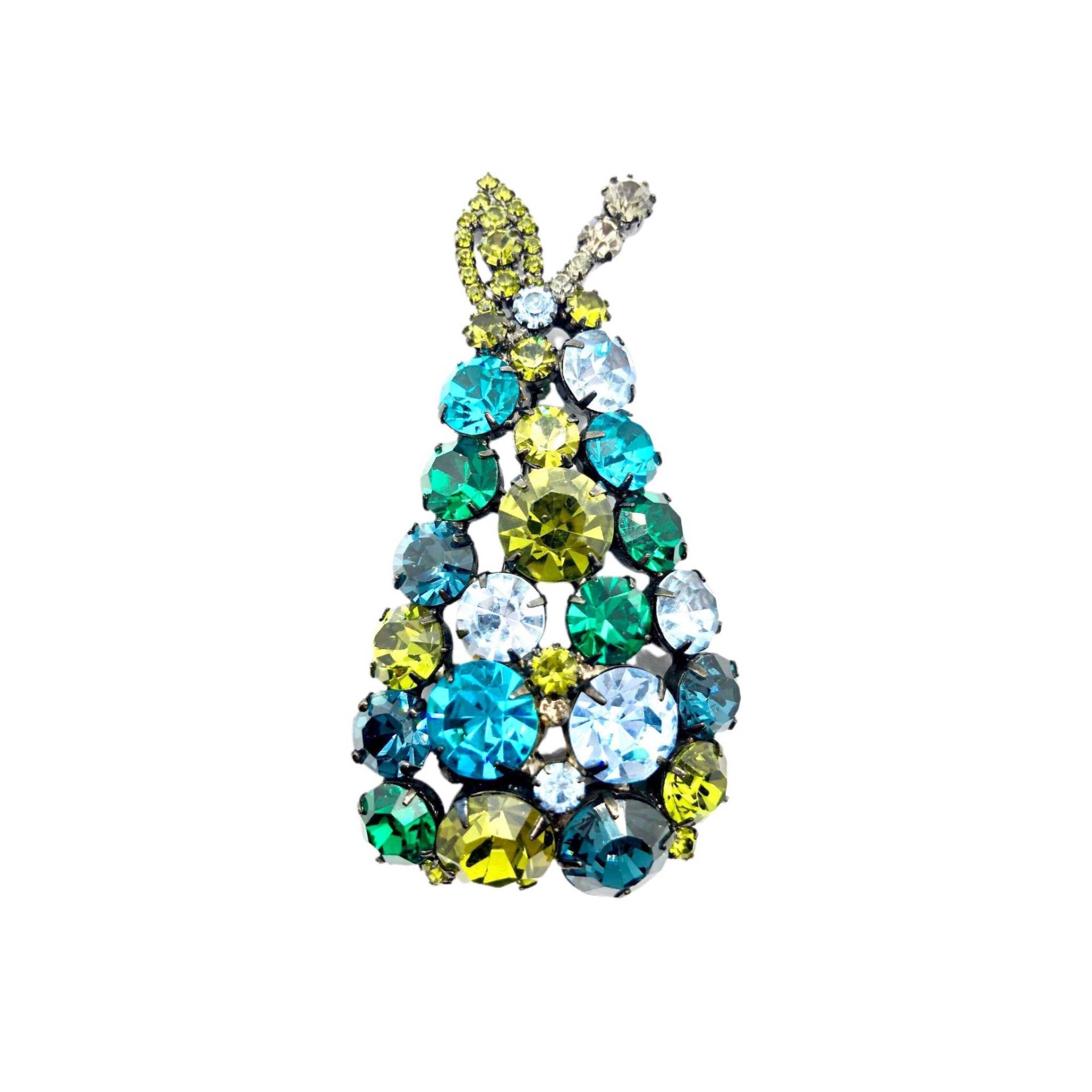 Retro Birne Brosche - Von Walhof Swarovski Kristalle von vonWalhofJewelry