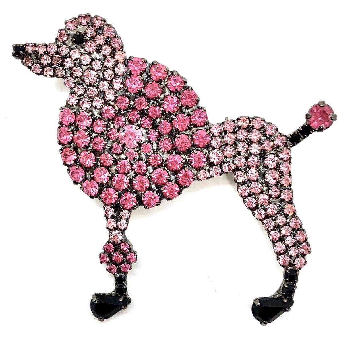 Retro Pink Pudel Brosche - Von Walhof Swarovski Kristalle Anstecknadel von vonWalhofJewelry