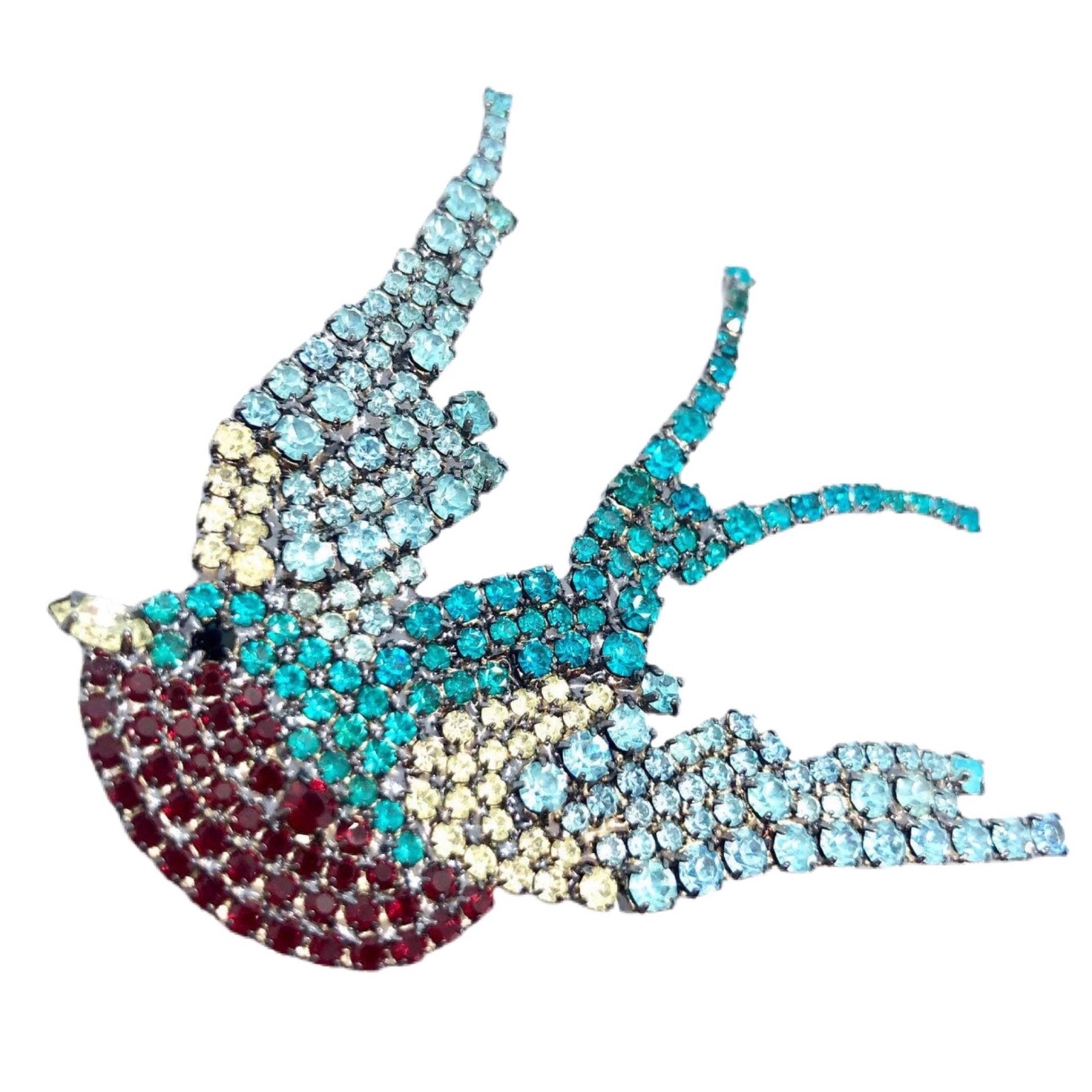 Retro Schwalbe Pin - Rockabilly Swag Kristall Strass von vonWalhofJewelry