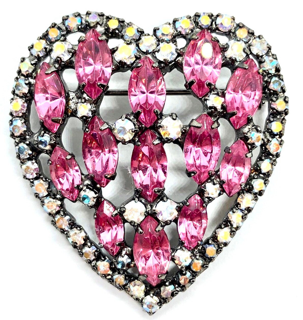 Rosa Herz Brosche - Von Walhof Swarovski Kristalle von vonWalhofJewelry