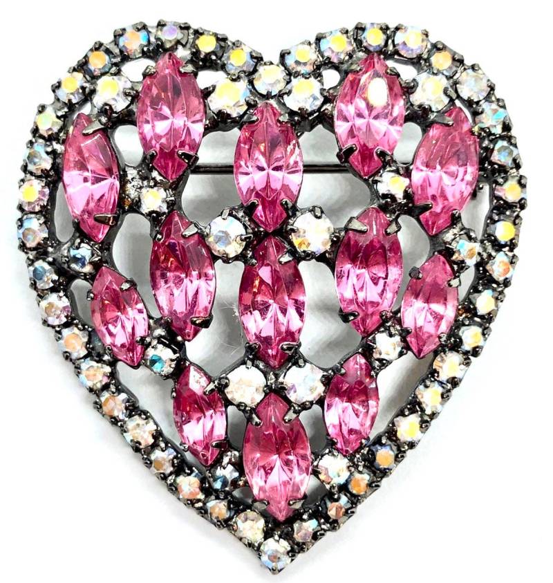 Rosa Herz Brosche - Von Walhof Swarovski Kristalle von vonWalhofJewelry