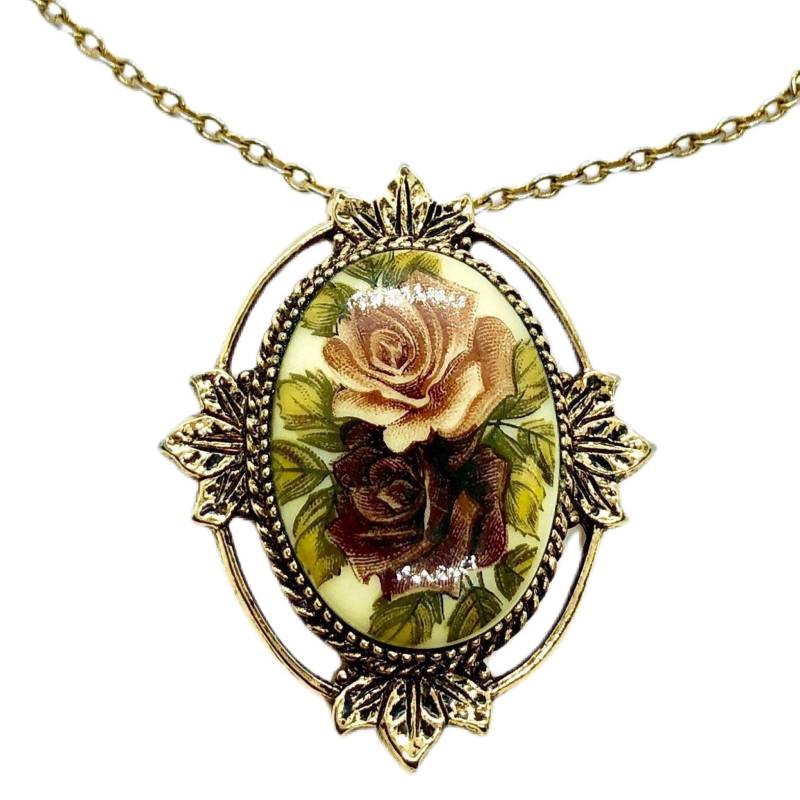 Rosen Cameo Halskette Vintage Sarah Coventry 1970Er Buchteil/Marie - Rose von vonWalhofJewelry