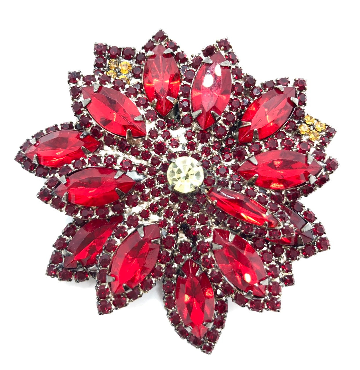 Rote Blumen Brosche - Strass Dahlie Anstecknadel von vonWalhofJewelry