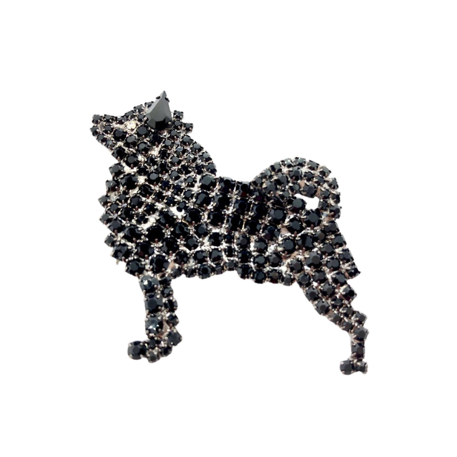 Schipperke Hundebrosche - Hund Pin/Schwarze Strasssteine von vonWalhofJewelry