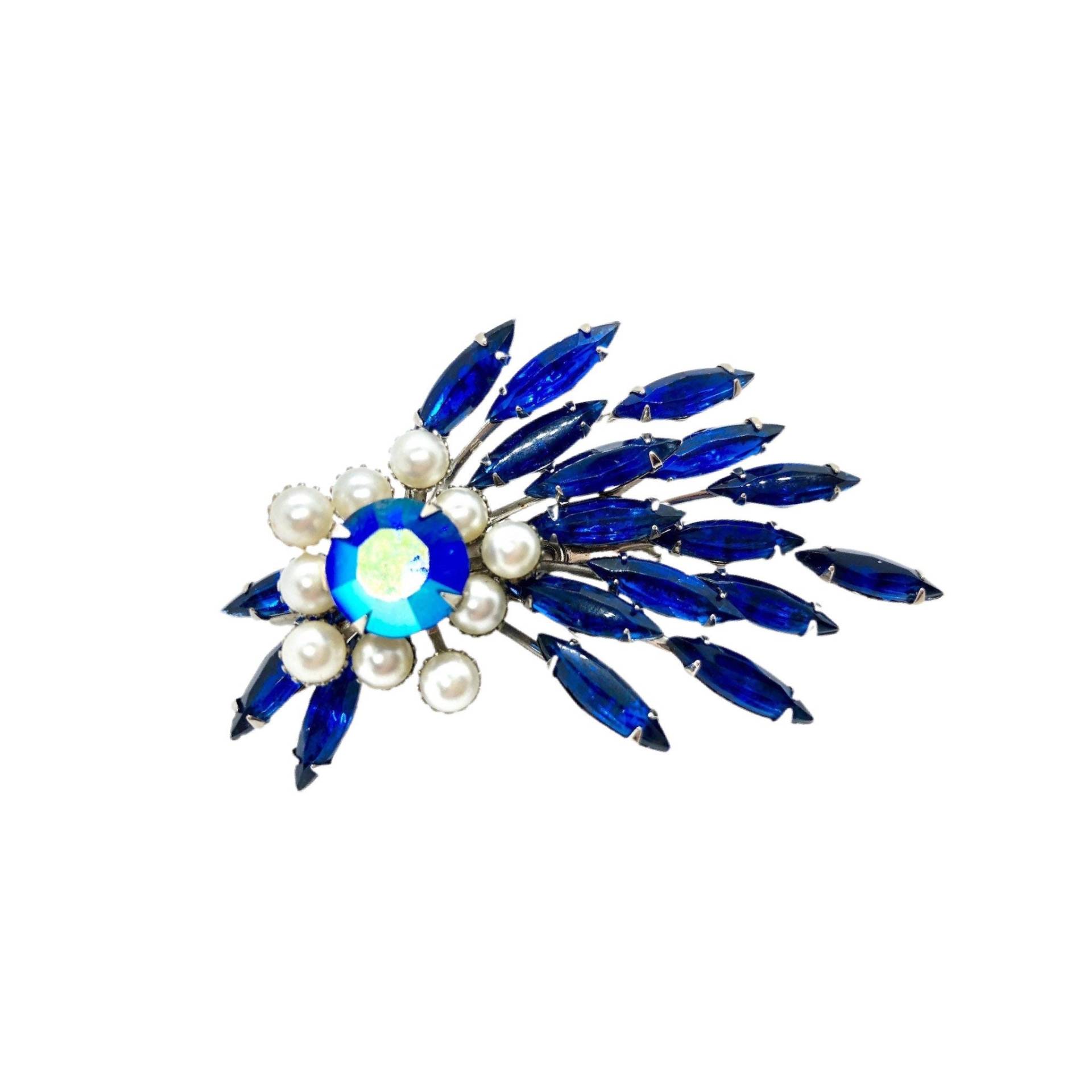 Schlichte Vintage Spray Brosche - Strass Faux Perlen/Glena Gems von vonWalhofJewelry