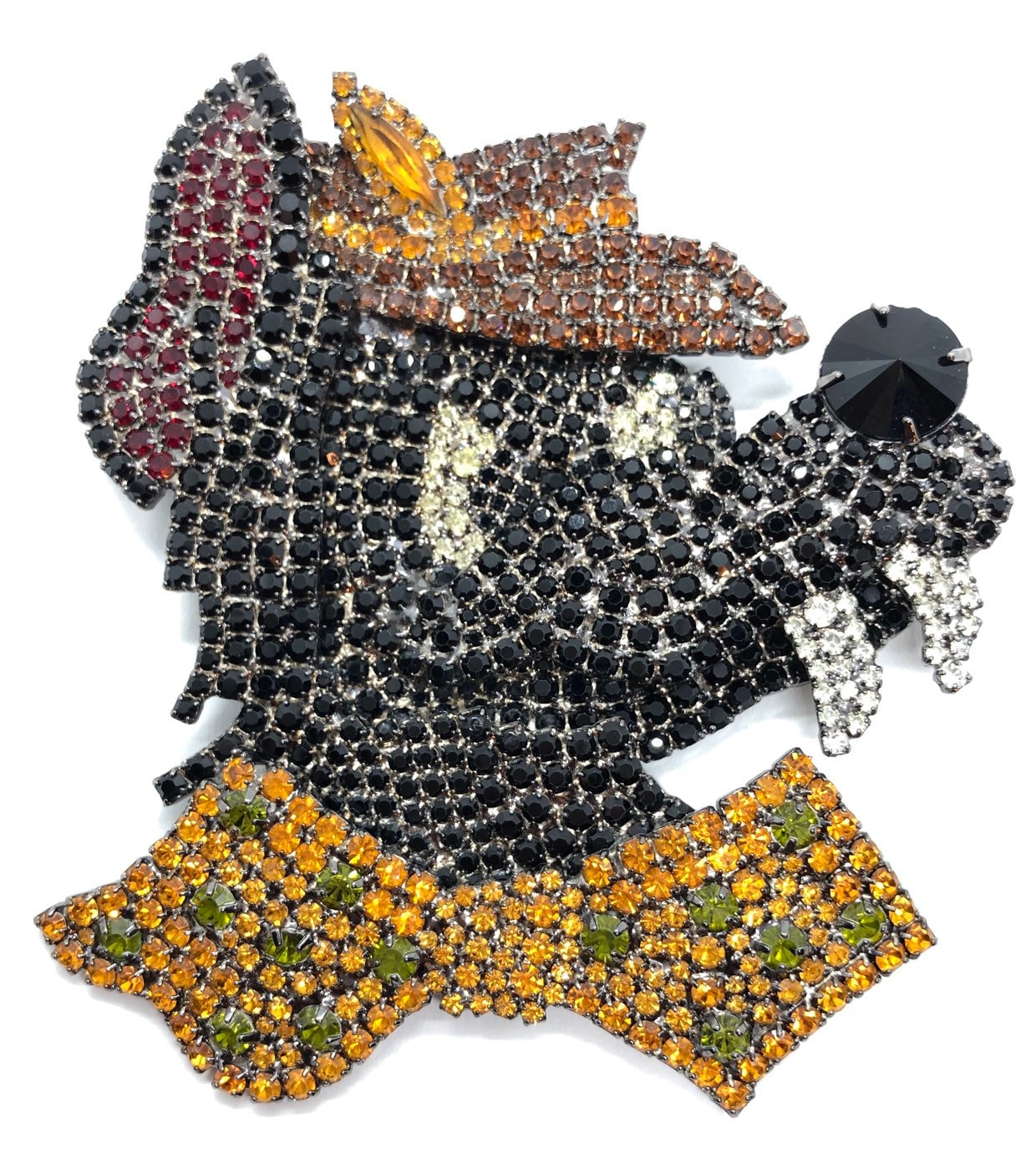 Strass Wolf Brosche - Von Walhof Swarovski Kristalle/Tex Avery Style von vonWalhofJewelry