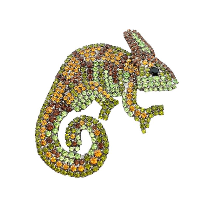 Verschleierte Chamäleon Brosche - Kristall Reptil Anstecknadel Von Walhof von vonWalhofJewelry