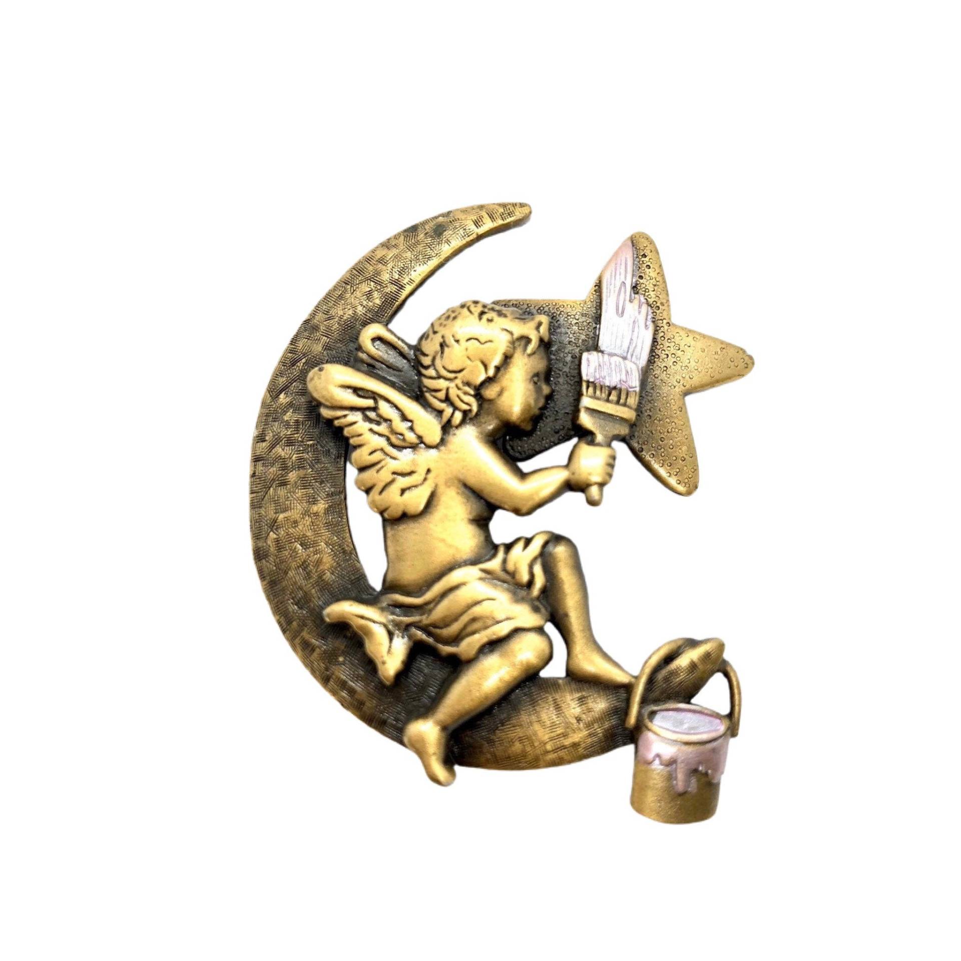 Vintage Engel Brosche/Mond Malt Stern - Signiert Jj | Jonette Jewelry von vonWalhofJewelry