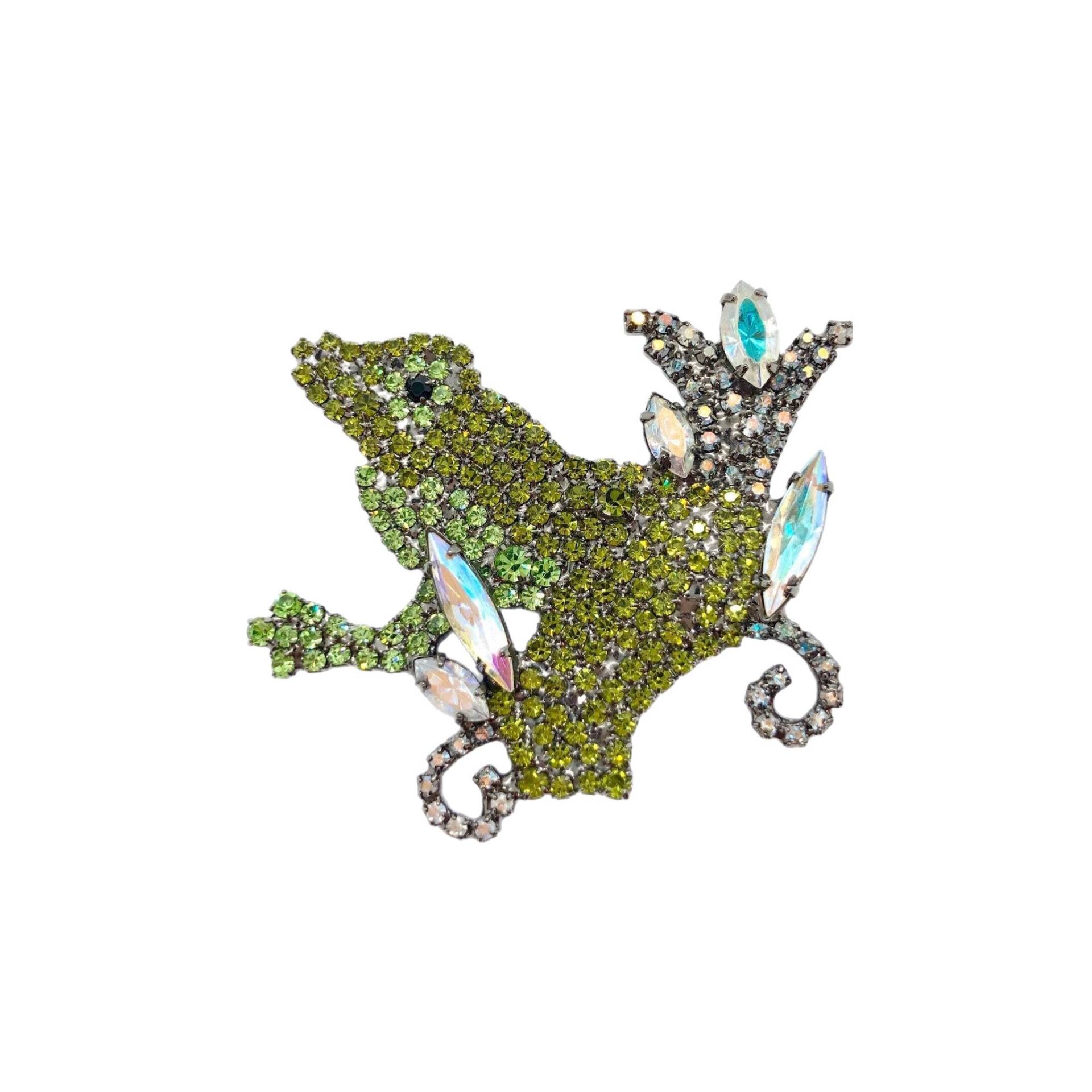 Vintage Frosch Pin - Art Deco Stil Kristall Brosche Amphibien Chic von vonWalhofJewelry