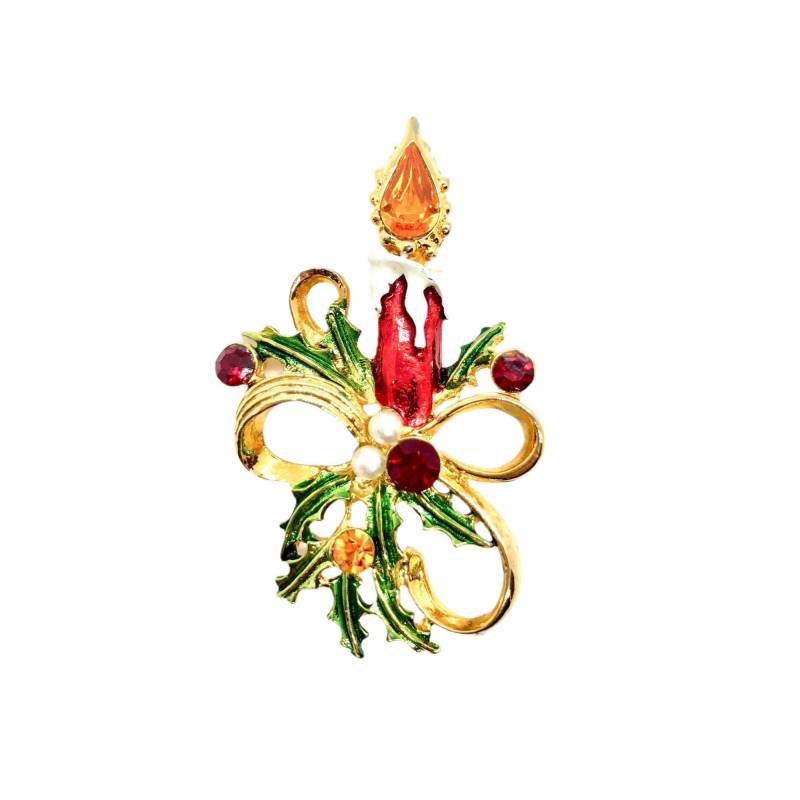 Vintage Kerze Pin - Weihnachten Strass/Weihnachtsschmuck von vonWalhofJewelry