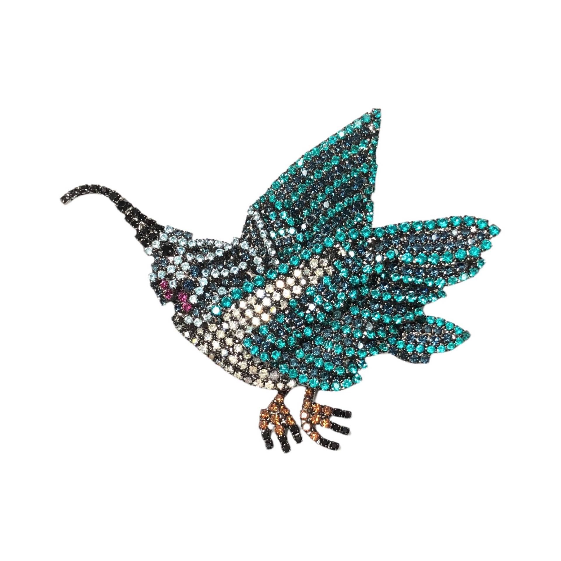 Vintage Kolibri Brosche/Von Walhof Schmuck Strass Kristall von vonWalhofJewelry