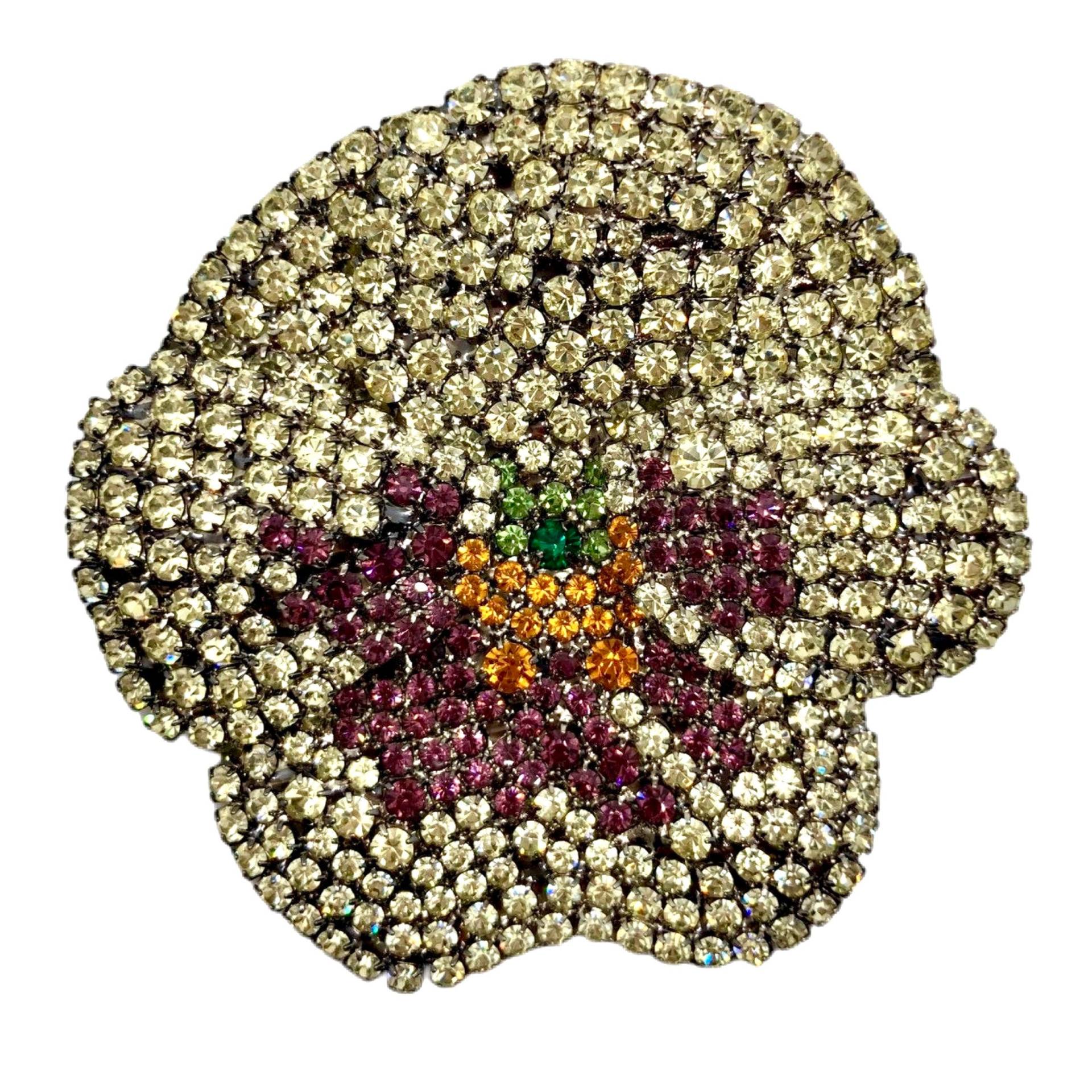 Vintage Stiefmütterchen Brosche - Glitzy Blumen Pin Von Walhof von vonWalhofJewelry