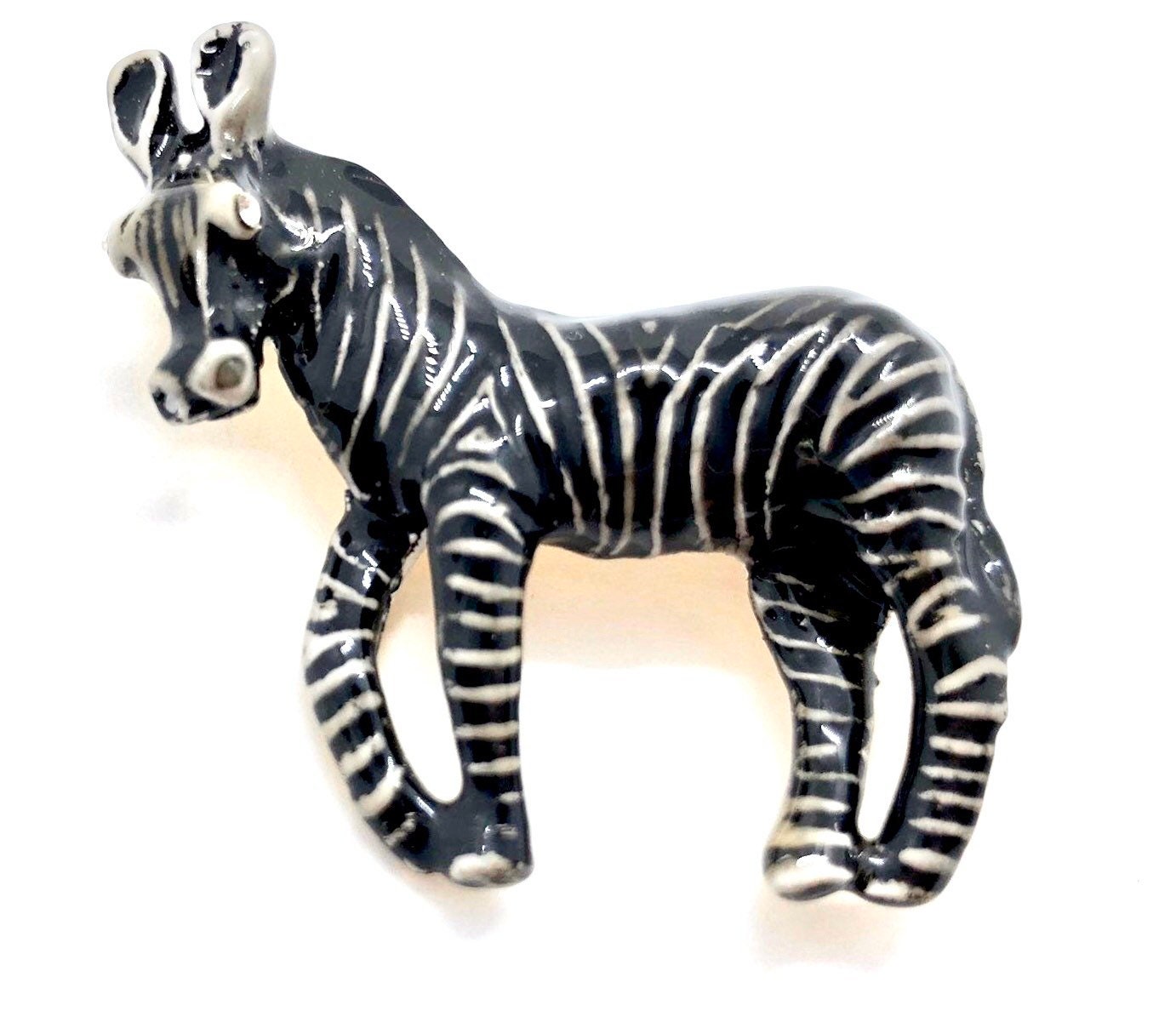 Vintage Zebra Brosche/Emaille 1970Er Jahre von vonWalhofJewelry