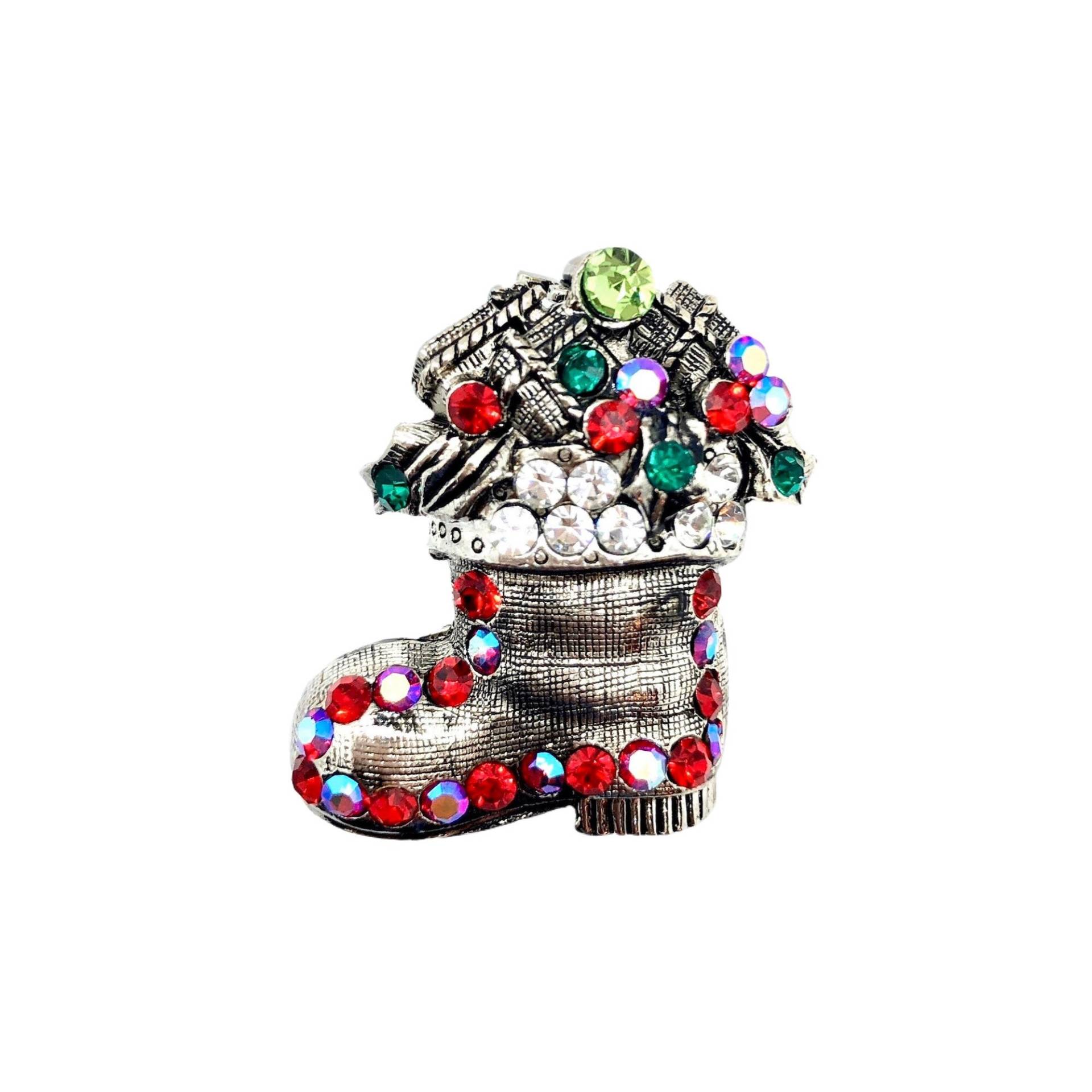 Vintage Strass Weihnachts-Stiefelnadel - Weihnachtsbrosche von vonWalhofJewelry