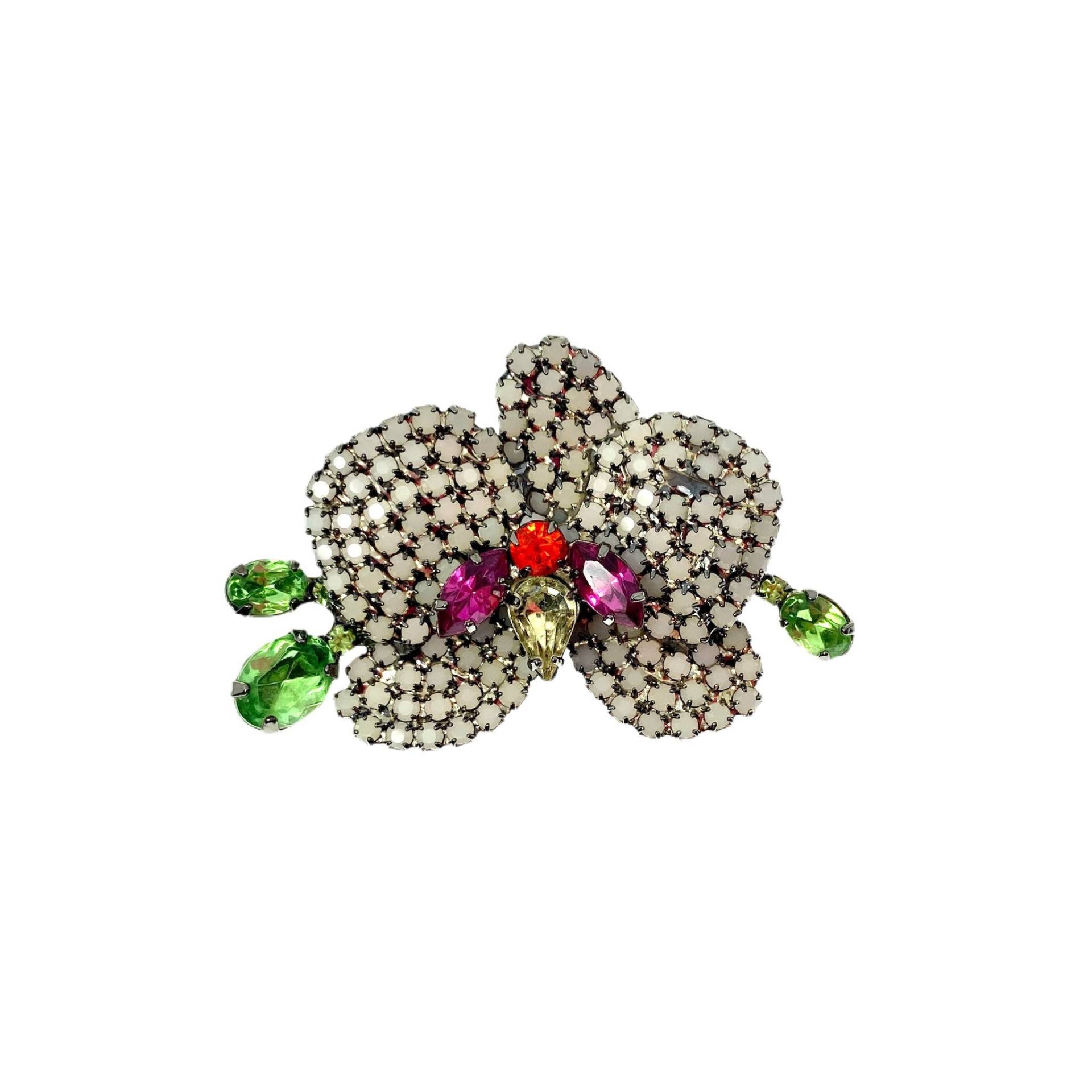 Weiße Orchidee Brosche - Von Walhof Strass Blume Pin von vonWalhofJewelry