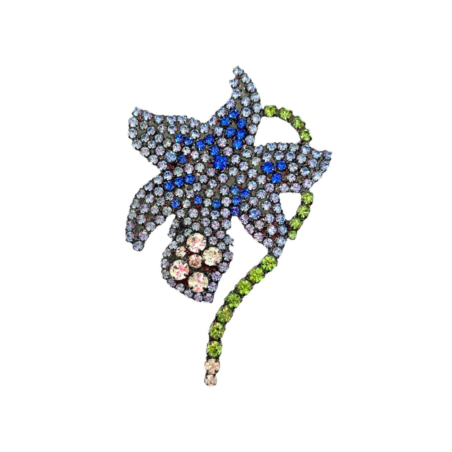 strass Orchidee Brosche Blaue Blume Anstecknadel - Von Walhof von vonWalhofJewelry