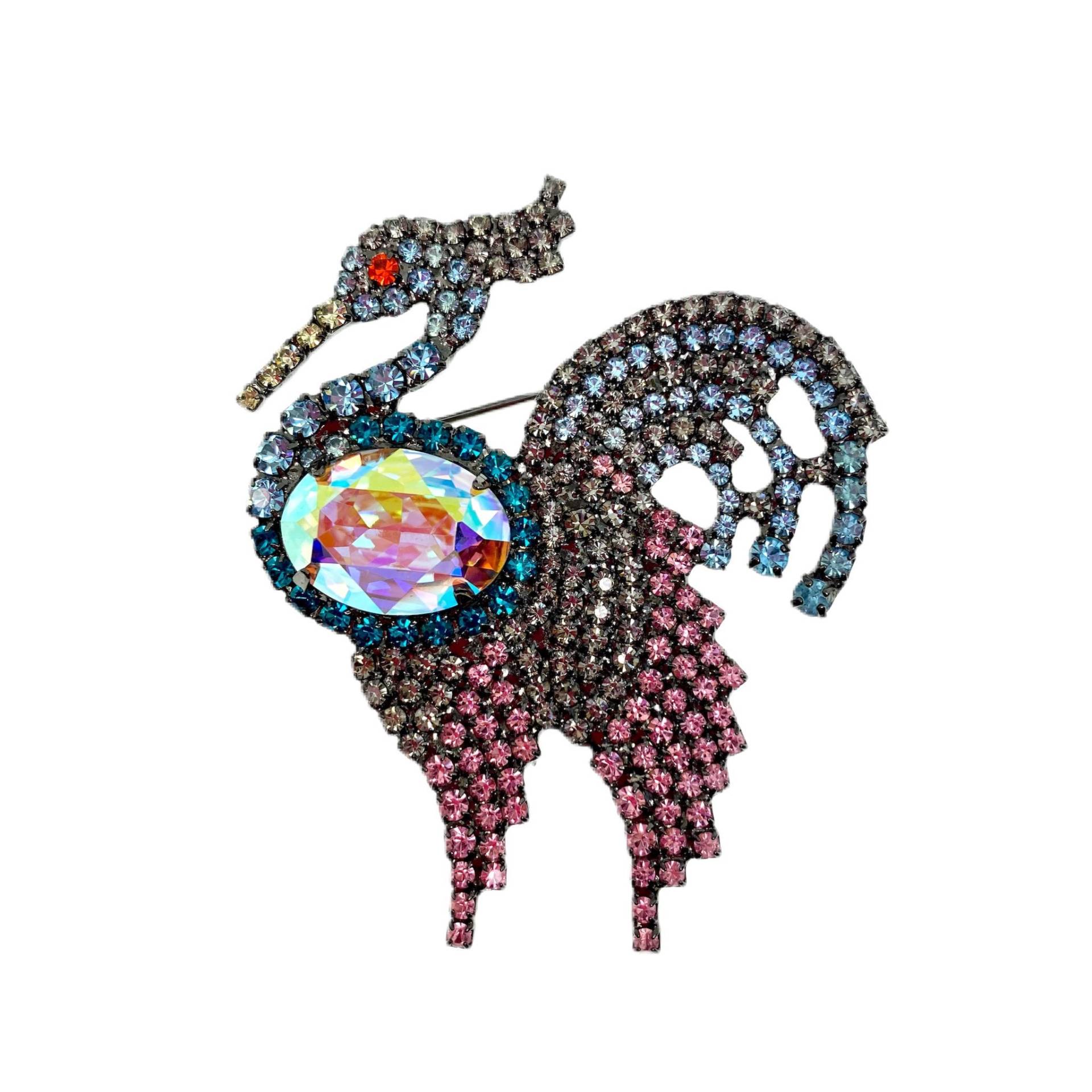 strass Vogel Brosche/Von Walhof Anstecknadel Aurora Borealis Kristall von vonWalhofJewelry