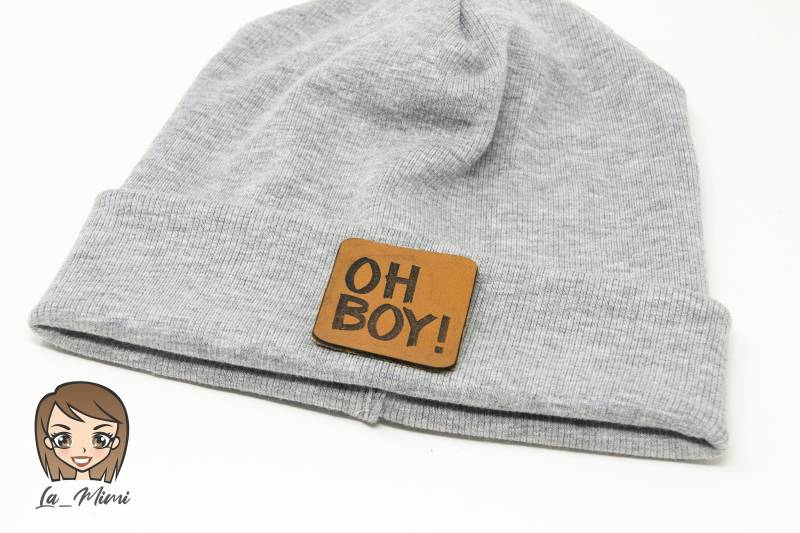 Hipsterbeanie/steatmentbeanie Mit Personalisiertem Patch Aus Echtleder von vonlamimi