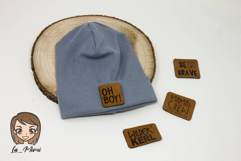 Hipsterbeanie/steatmentbeanie Mit Personalisiertem Patch Aus Echtleder von vonlamimi