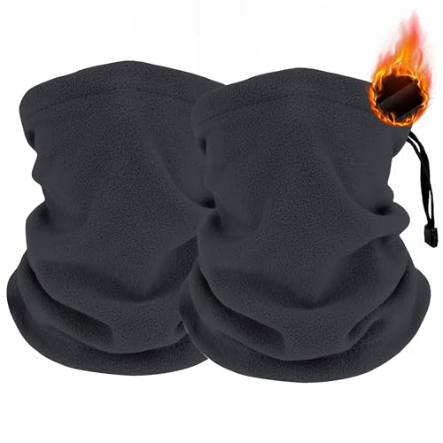 voofly 2 Stück Loop Schal Damen Winter Multifunktionstuch Herren Winddicht Fleece Schal Grau Halswärmer Maske für Fahrrad Skifahren von voofly