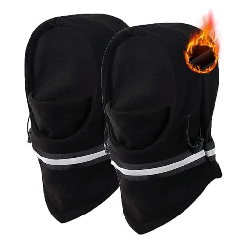 voofly 2 Stück Sturmhaube Herren Damen Winddichte Skimaske Thermo Gesichtshaube Warm Balaclava Sturmhaube Motorrad 2-Schwarz von voofly