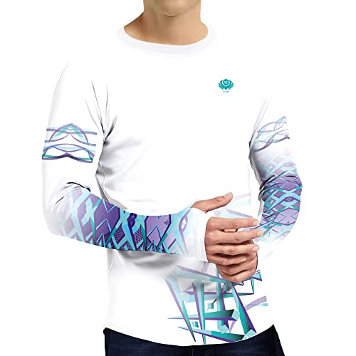 UV Shirt Herren Wasser Langarm Surf Shirts Schwimmshirt Schwimm Tshirt UPF 50+ Rash Guard Quick Drying Badeshirt Funktionsshirt Weiß Violett L von voofly